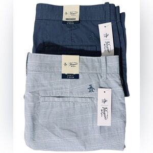 Original Penguin Slim Fit Flat Front 9” inseam 2 pair Shorts bundle size 34